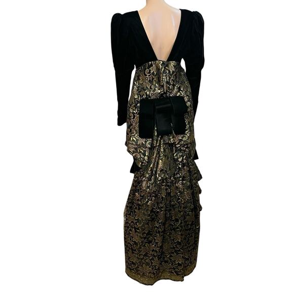80s VTG Jessica McClintock Velvet Victorian Gown Medium Lace Formal Holiday - Picture 6 of 11